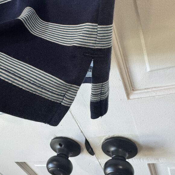 Extracurricular Polo Shirt Mens L Blue Striped Embroidered Logo Golf Dad Casual - Picture 5 of 9